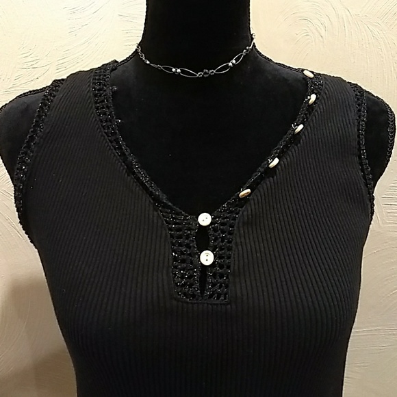 Apostrophe knitted black tank - Picture 2 of 5